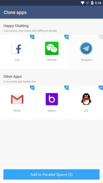 Parallel Space Lite－Dual App Captura de tela 2