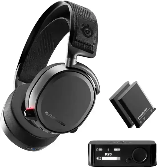 Steelseries - Arctis Pro Wireless DTS หูฟัง: X v2.0 ชุดหูฟังการเล่นเกมเสียงรอบทิศทางสำหรับ PS4 และ PC - Black