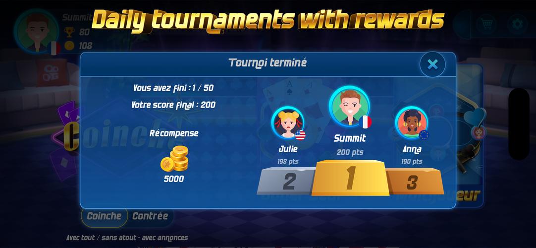 Coinche online Capture d'écran 1