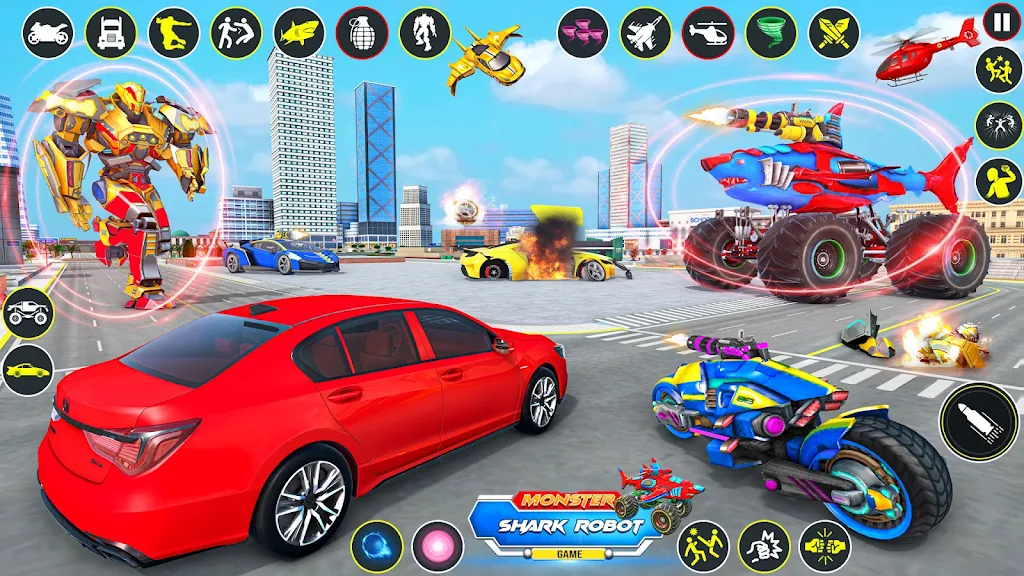 Monster Truck Robot Shark Game Screenshot 0