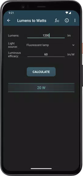 Schermata Lighting Calculations 2