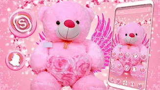 Pink Teddy Bear Theme स्क्रीनशॉट 1