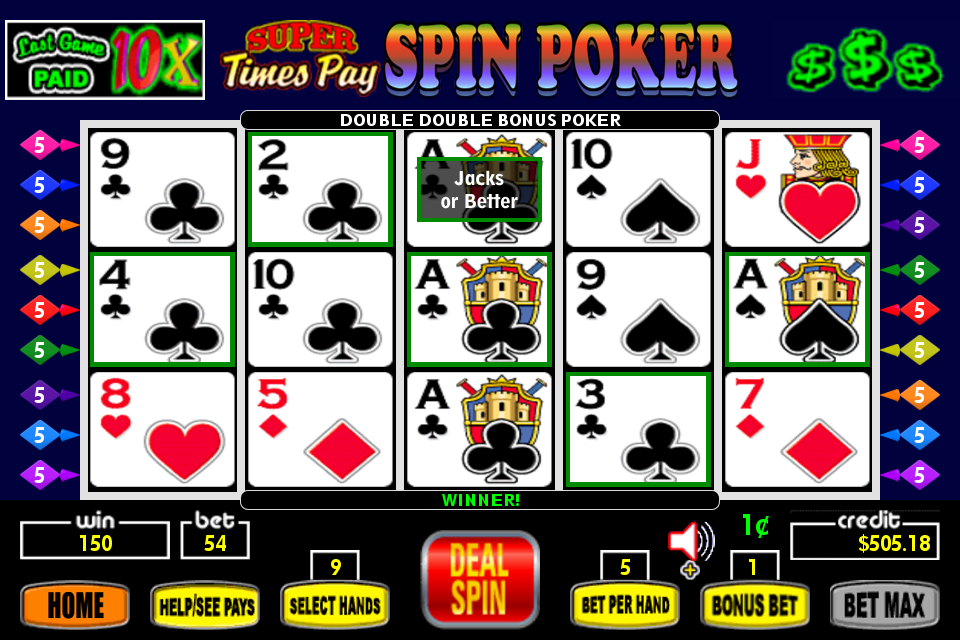 Super Times Pay Spin Poker - FREE Captura de tela 0