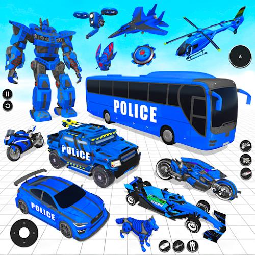 Police Bus Robot Bike Games Capture d'écran 0