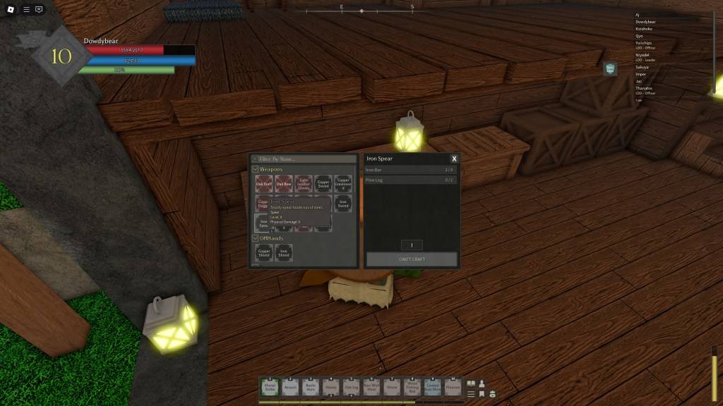 Rune Slayer Armor Crafting -menu met alles wat de speler heeft geleerd om te maken