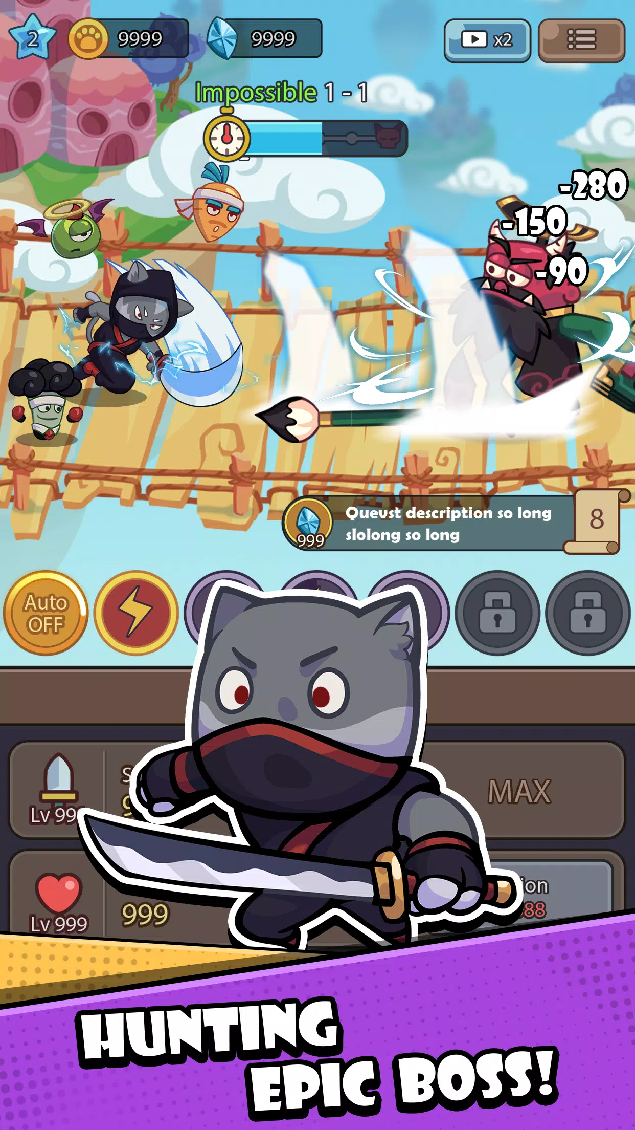 Cat Hero: Idle RPG War Schermafbeelding 3