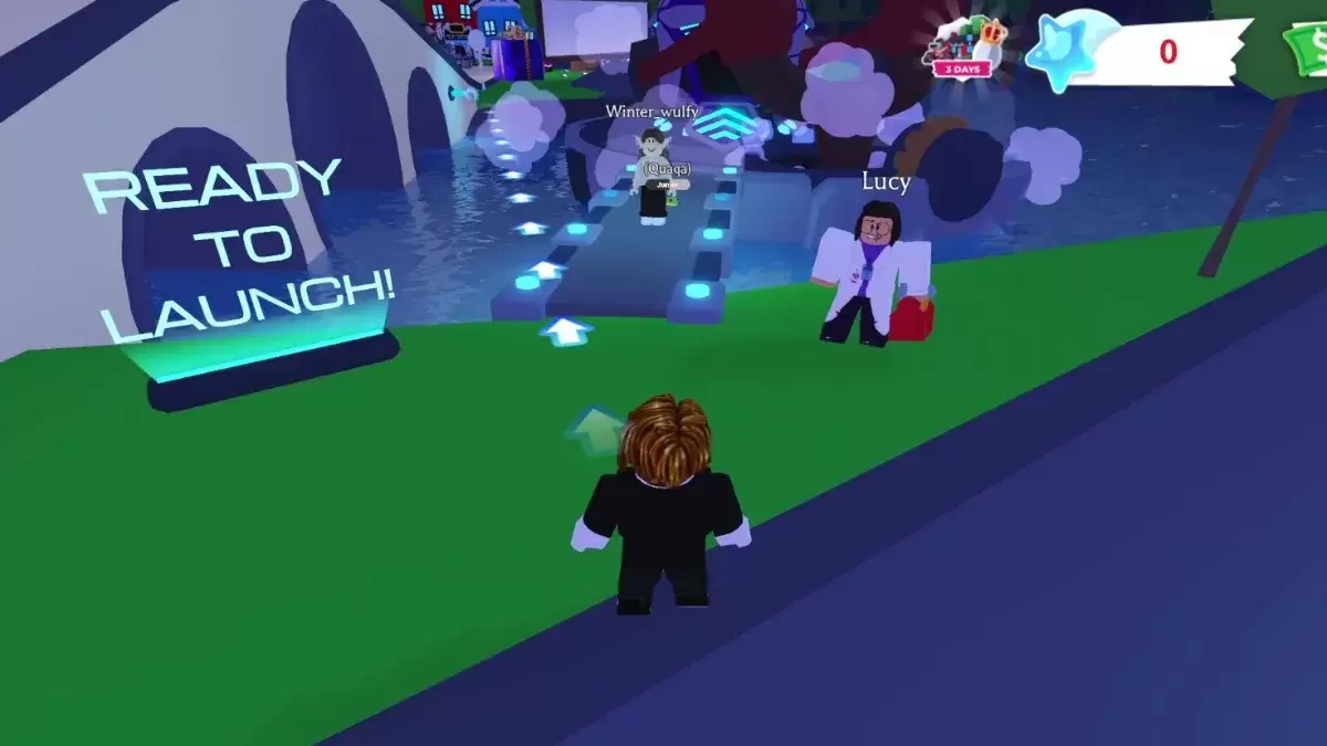 Adopt Me gameplay on Roblox showing the location for fast travel to the Moon