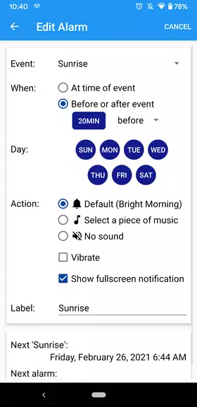 Sun Alarm Capture d'écran 1