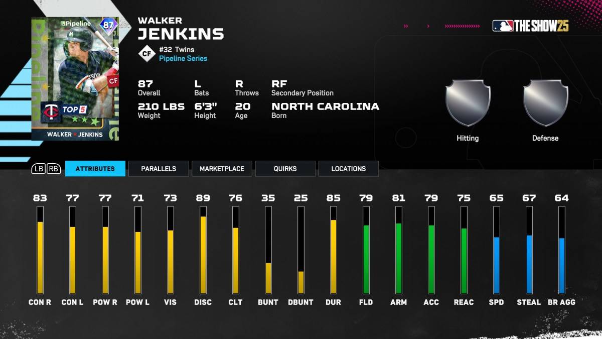 Walker Jenkins Diamond Dynasty card in MLB The Show 25