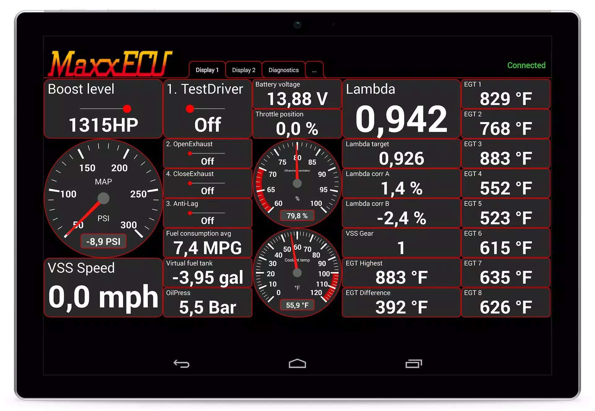 MaxxECU MDash ภาพหน้าจอ 2