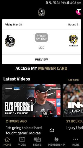 Collingwood Official App Captura de tela 0