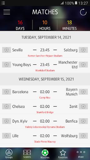 Live Scores for Champions League ဖန်သားပြင်ဓာတ်ပုံ 0