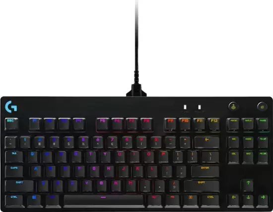 Logitech - G Pro TKL แบบมีสายกลไก GX Blue Clicky Switch Keyboard Gaming Gaming พร้อม RGB Backlighting - Black