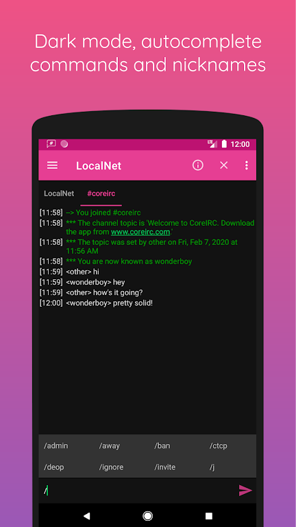 CoreIRC Mod Tangkapan skrin 1