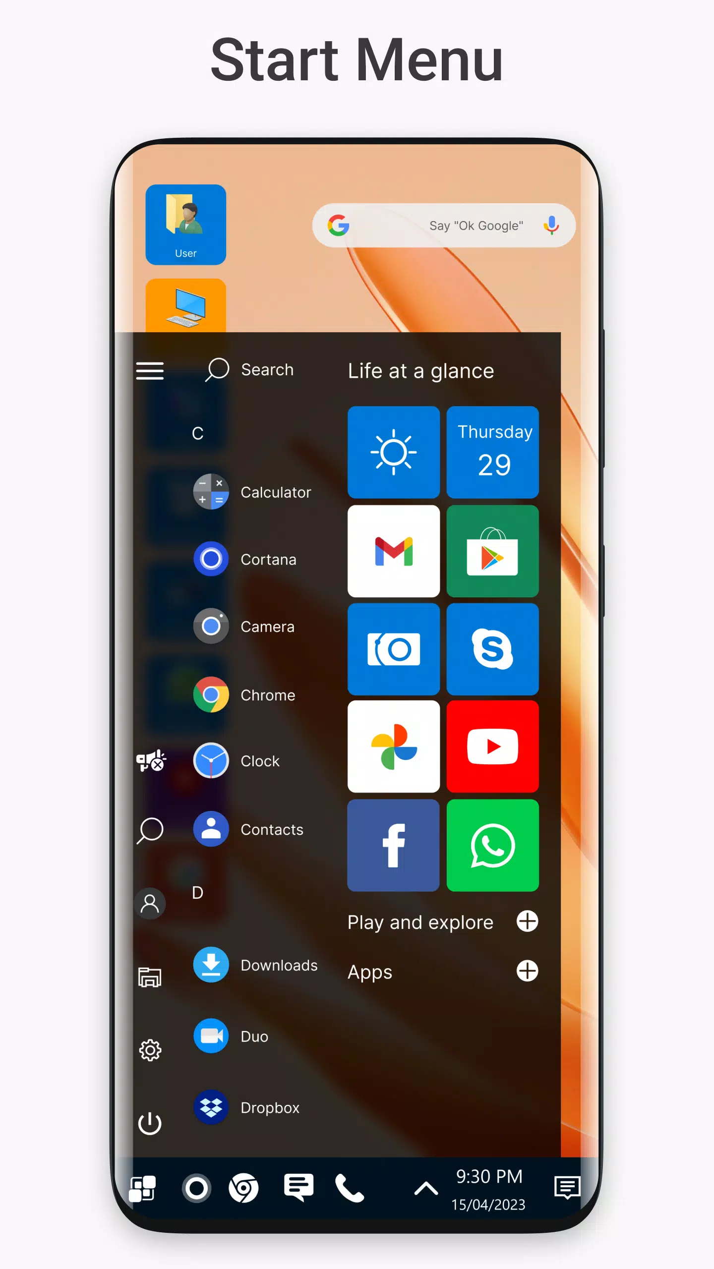 Win 11 Launcher ဖန်သားပြင်ဓာတ်ပုံ 1