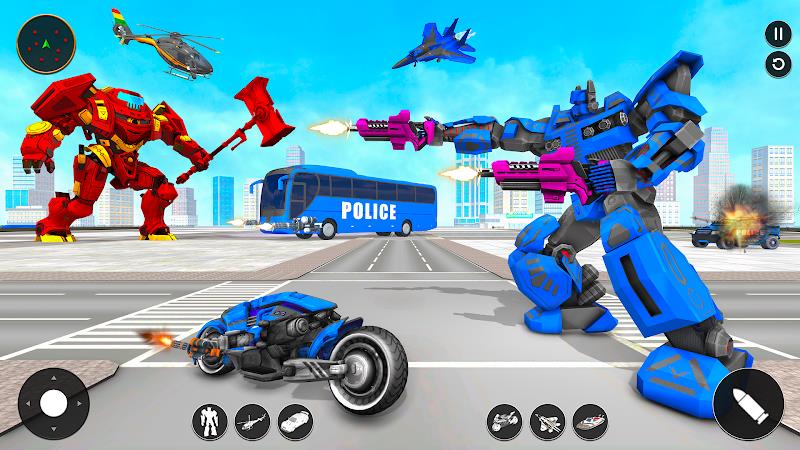 Police Bus Robot Bike Games Скриншот 3