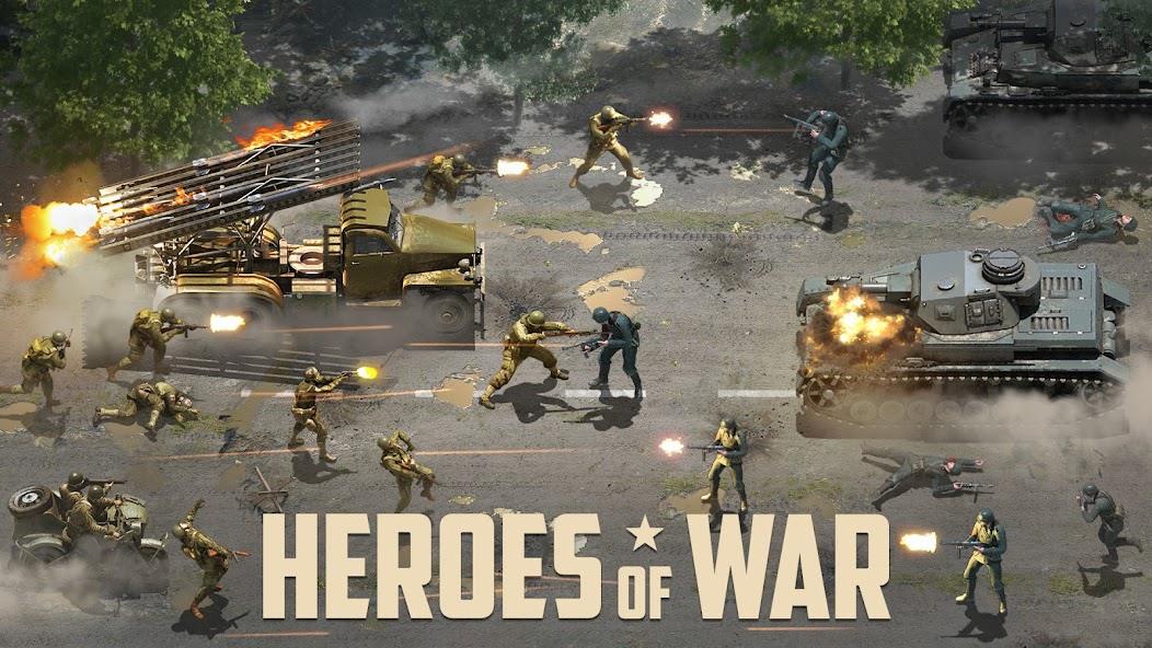 Heroes of War: Idle army game Mod Schermafbeelding 0