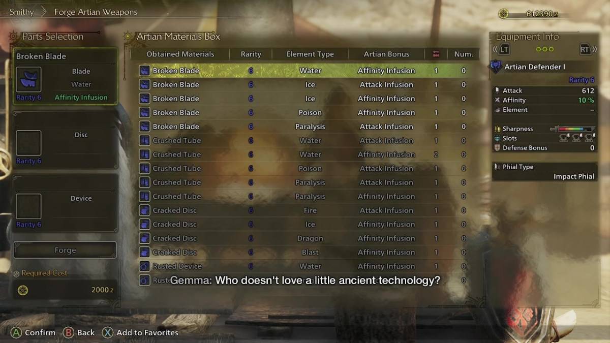 Crafting Artian Armas sa Monster Hunter Wilds