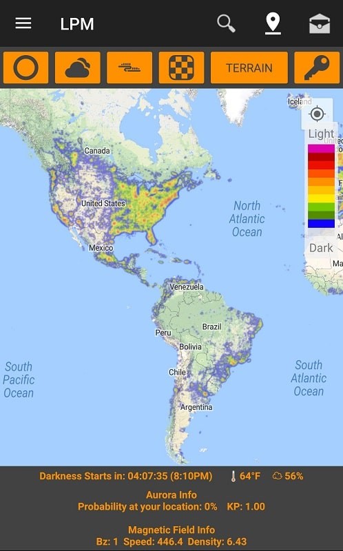 Light Pollution Map - Dark Sky Schermafbeelding 0