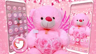 Pink Teddy Bear Theme Ảnh chụp màn hình 0