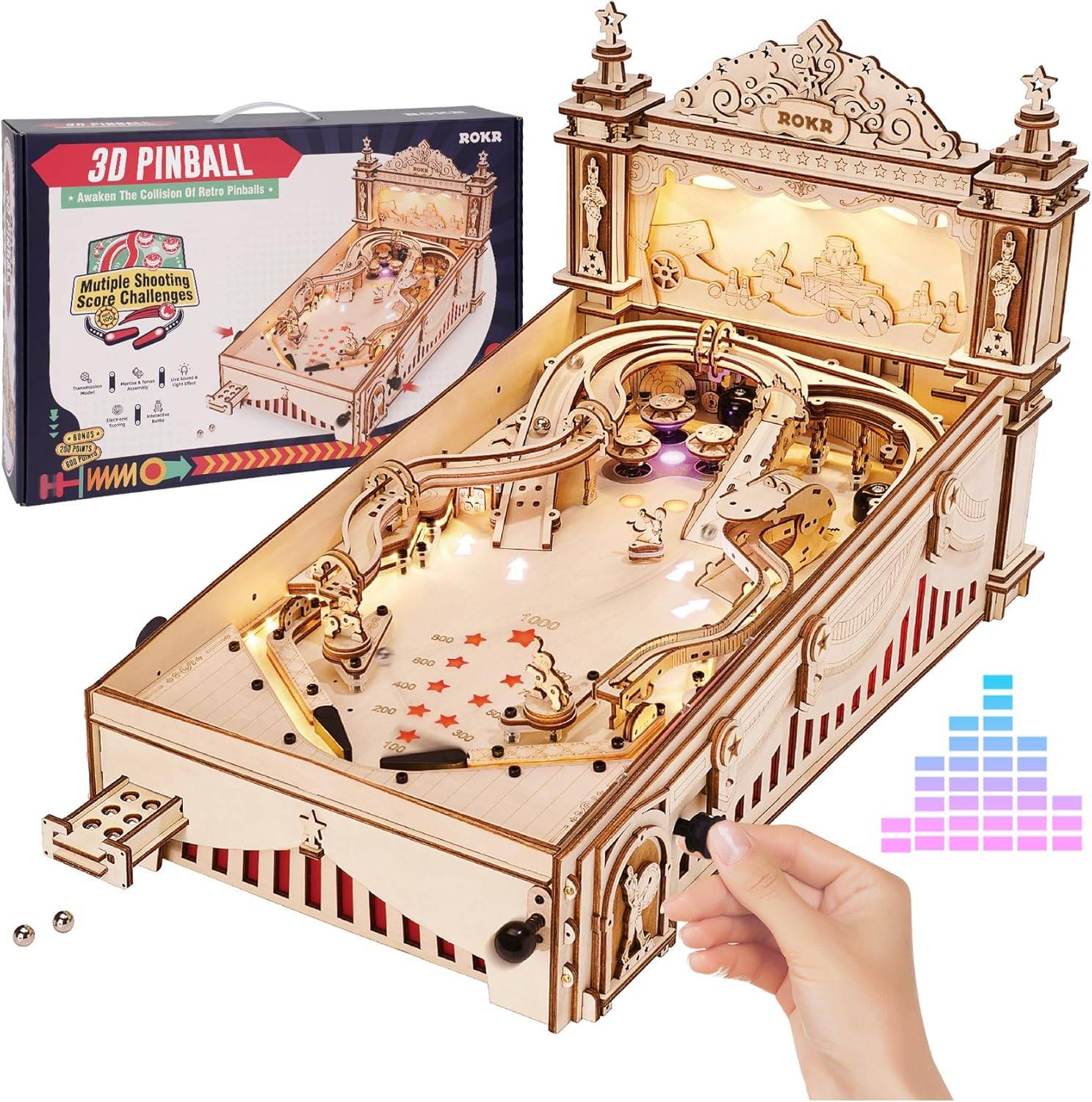 ROKR Miniature Pinball Machine 3D Puzzle