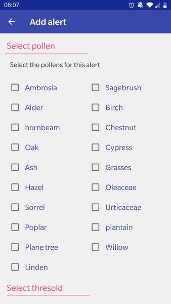 Alert Pollen Capture d'écran 1