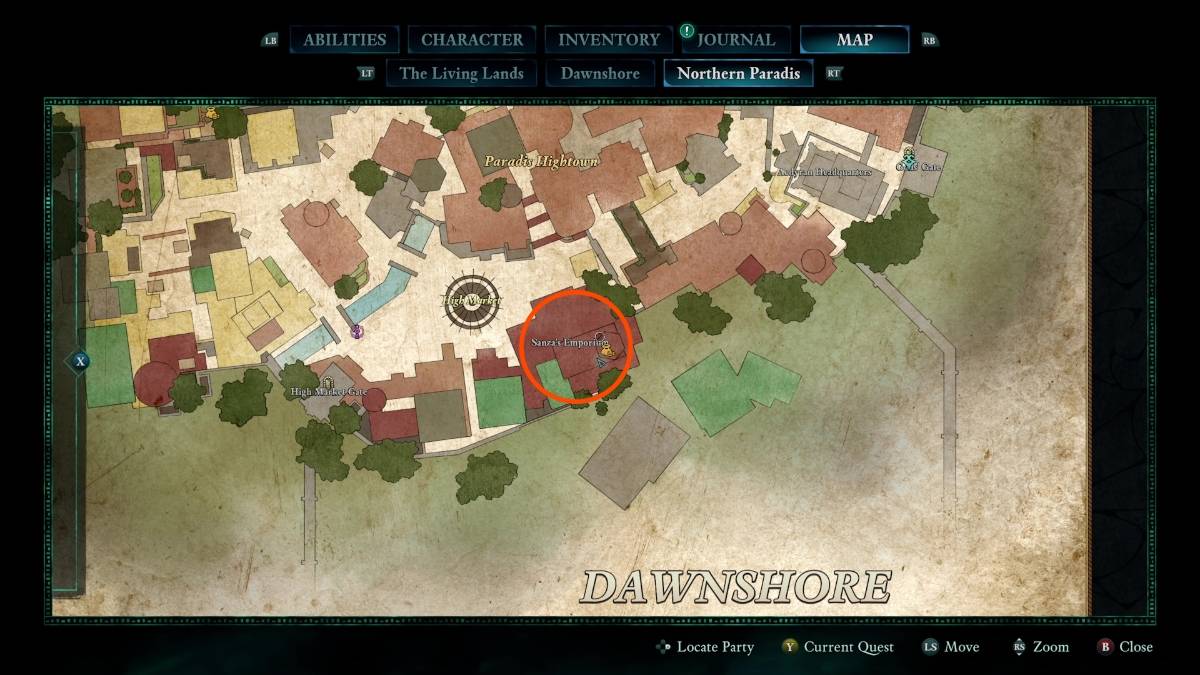 The Treasure Map location of Woedica's Inheritance in Avowed