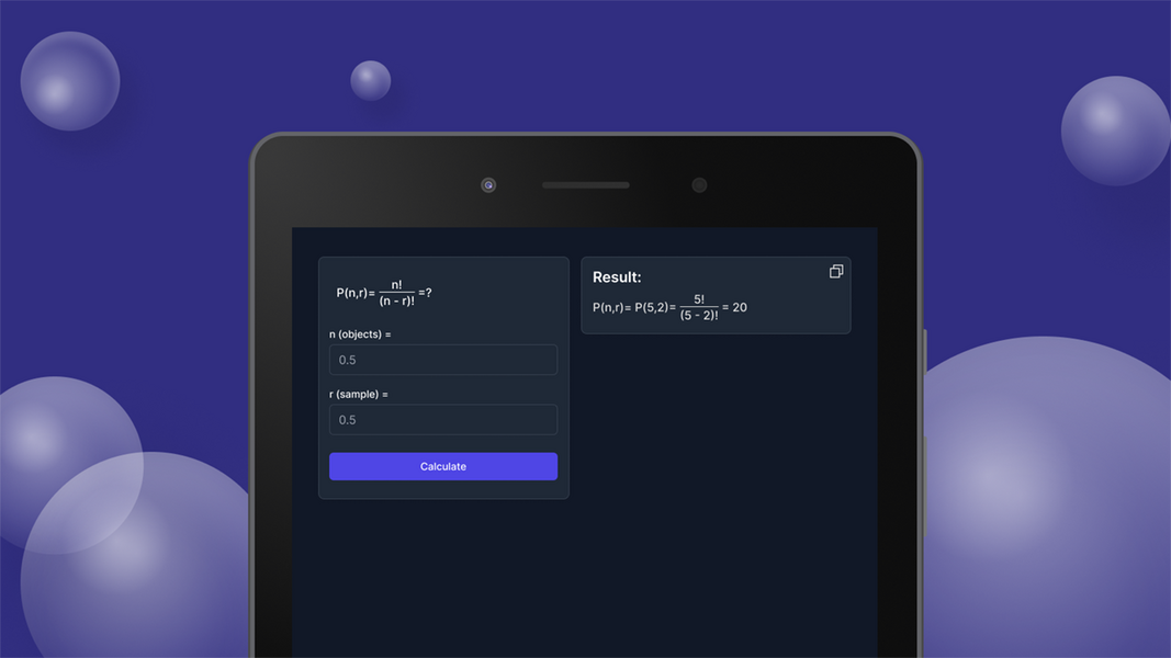 Schermata Permutations Calculator 0