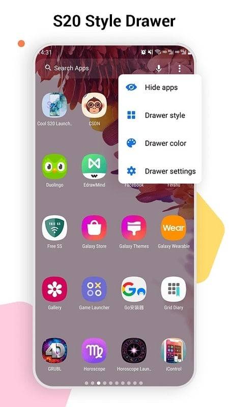 SO S20 Launcher for Galaxy S ဖန်သားပြင်ဓာတ်ပုံ 3