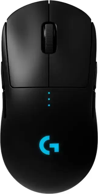 Logitech - Pro Lightweight Wireless Optical Ambidextrous Mouse com iluminação RGB - sem fio - preto