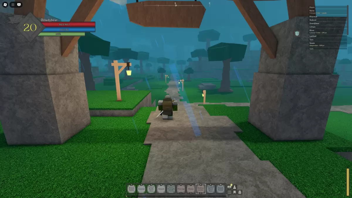 A Rune Slayer player is heading north through a town gate