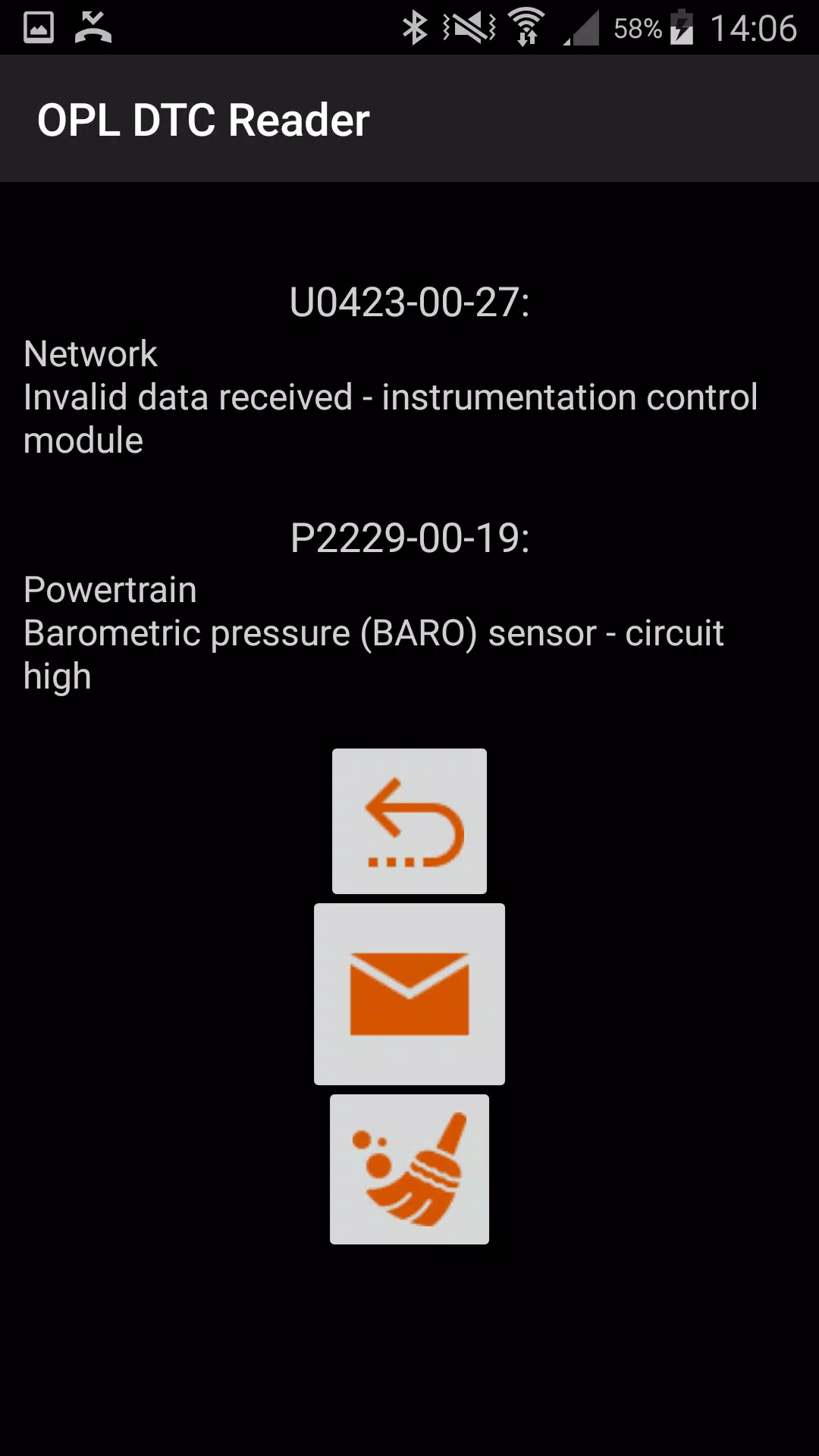 Schermata OPL DTC Reader 3