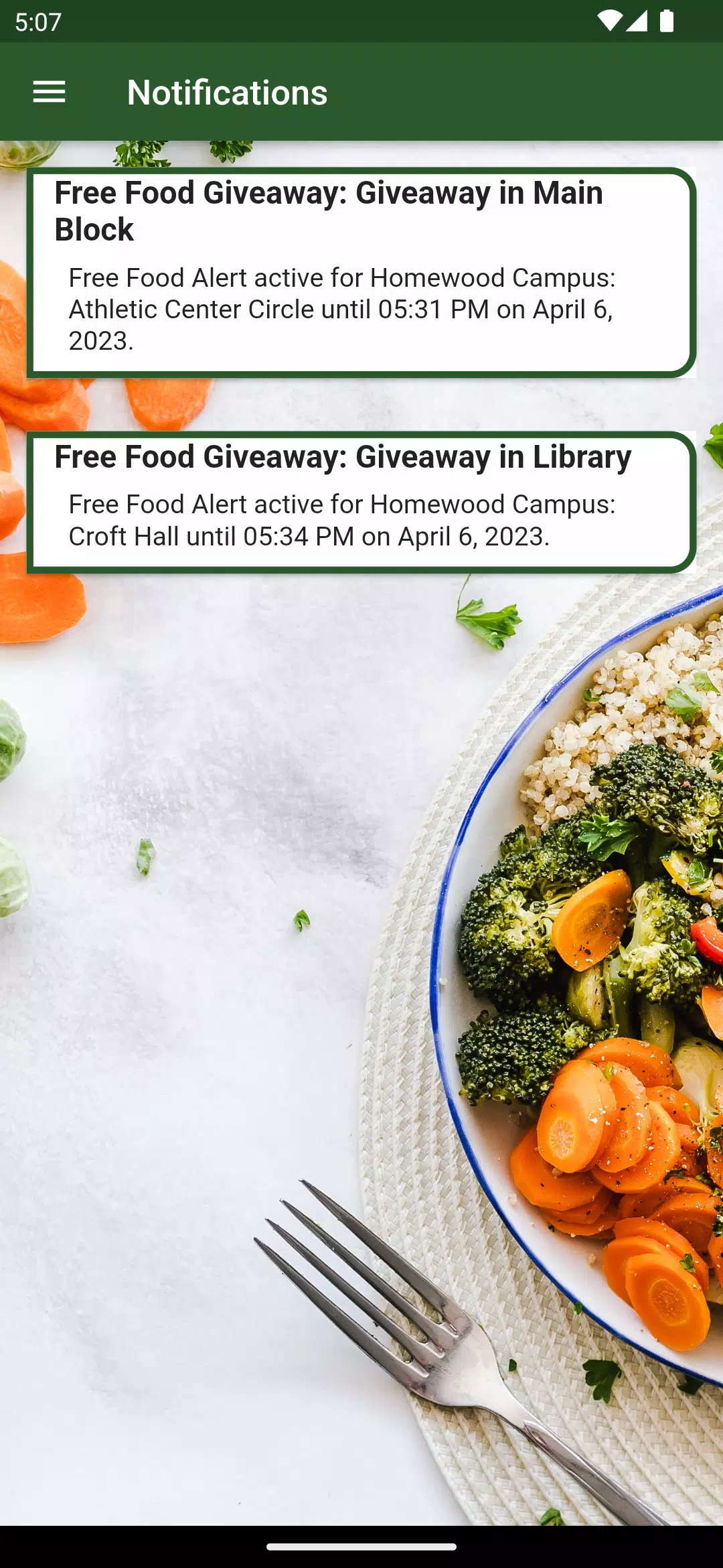 Free Food Alert Ảnh chụp màn hình 3