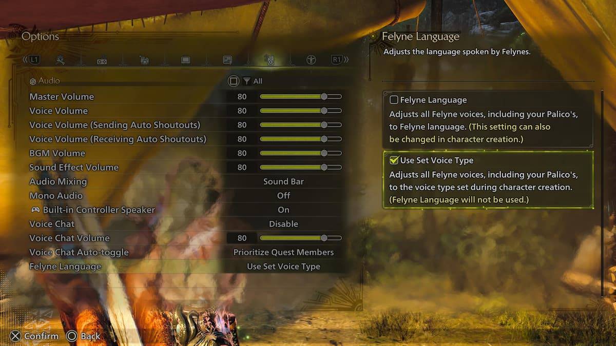 Palico Language Options