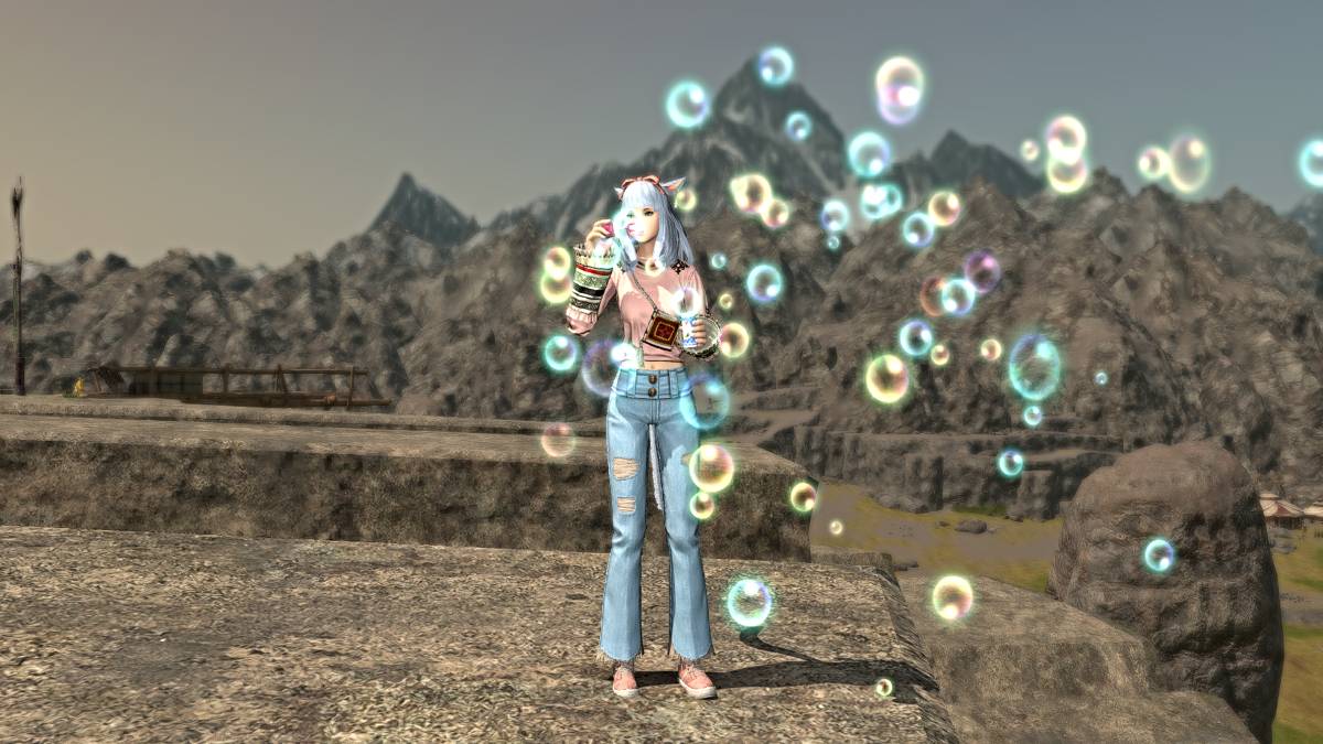 Gamit ang blow bubbles emote sa FFXIV