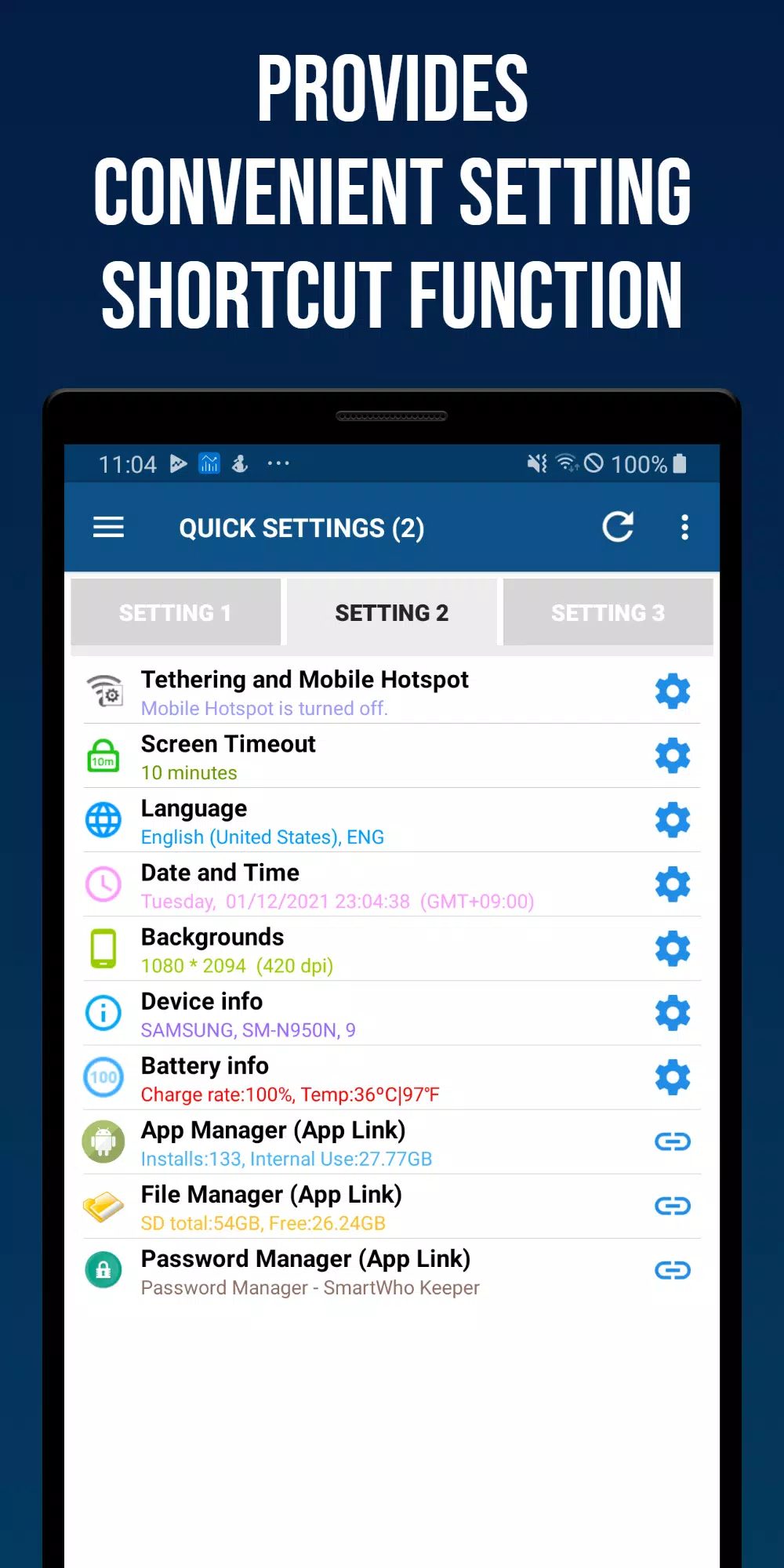 Smart Quick Settings Zrzut ekranu 1