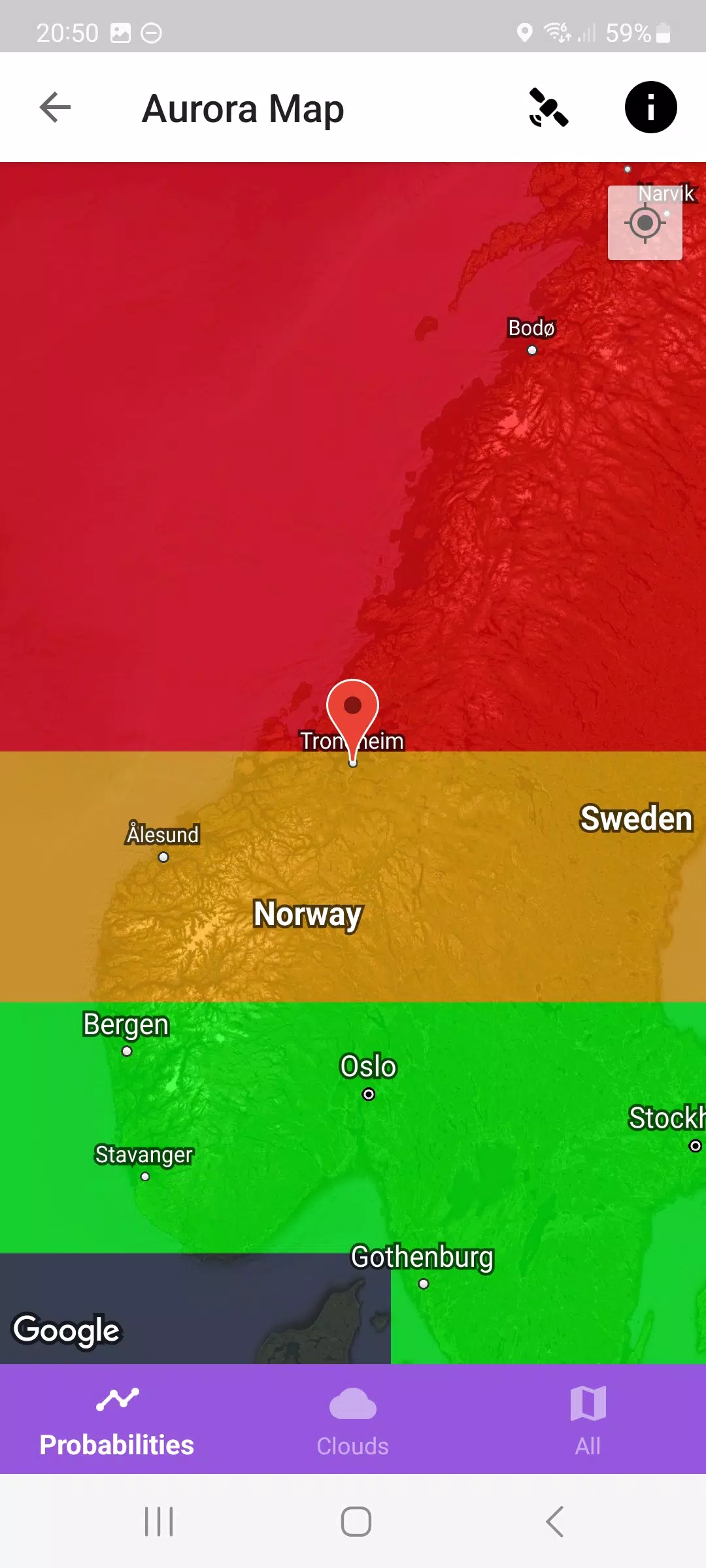 Schermata My Aurora Forecast 1