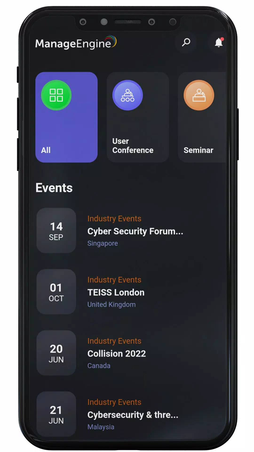 ManageEngine Events Schermafbeelding 1