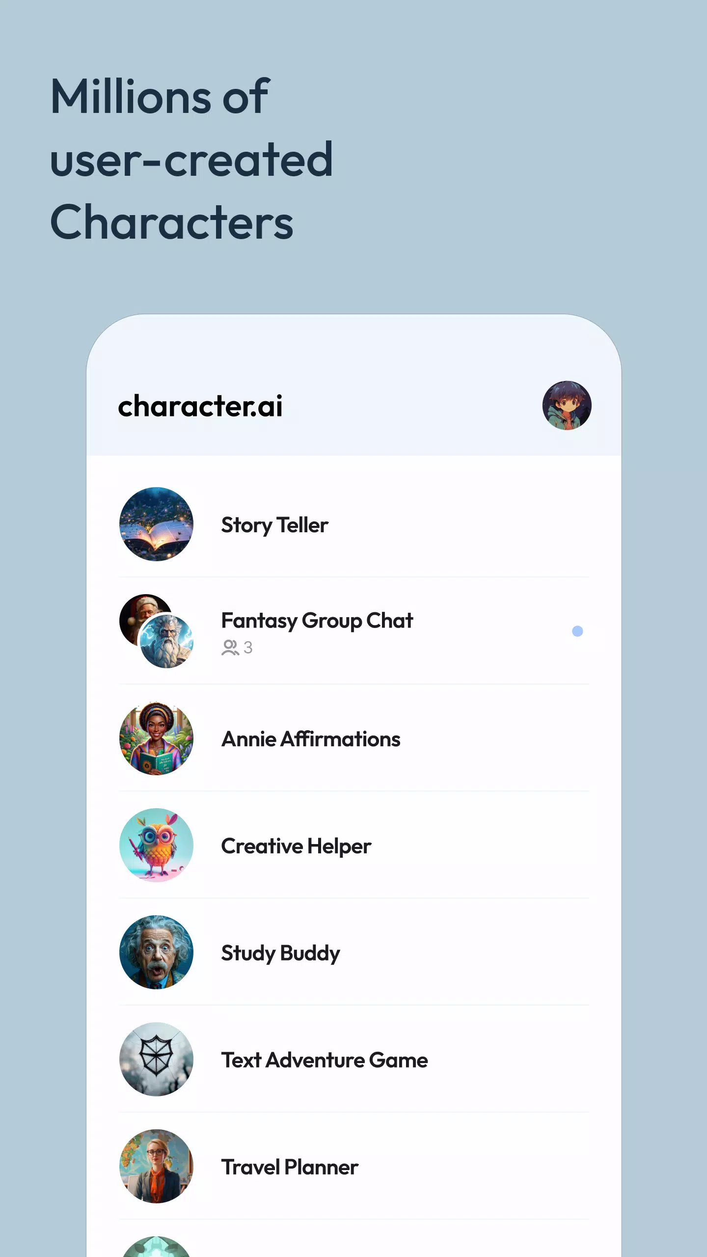 Character AI: Chat, Talk, Text Schermafbeelding 1