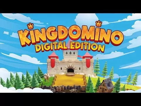 Animated Kingdomino gameplay showing villagers interacting with 3D environments