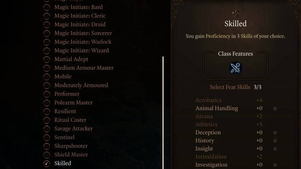 Skilled Feat in Baldur's Gate 3