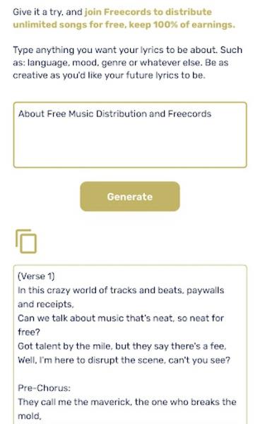 AI Lyrics Generator Ảnh chụp màn hình 3