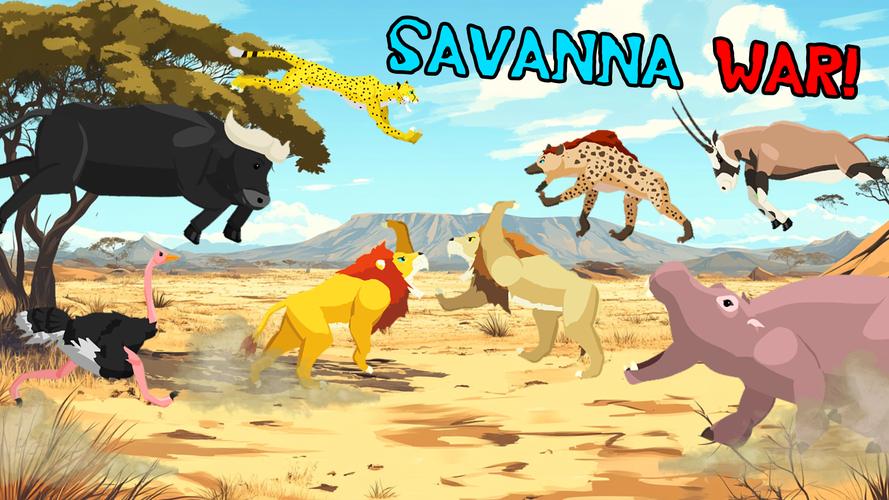 Lion Fights Savannah Animals Captura de tela 0