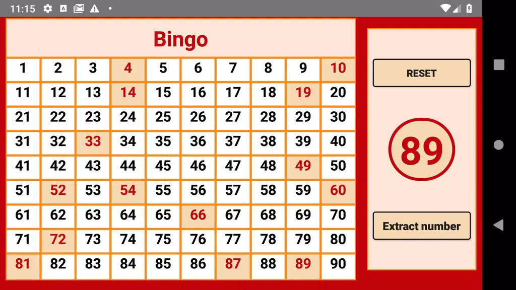 Bingo - numbers extractor - 90 numbers スクリーンショット 1