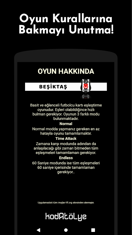 Beşiktaş Futbolcu Kart Eşleştirme Oyunu Captura de tela 3