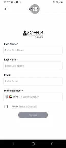 Zofeur - Driver App Captura de tela 1