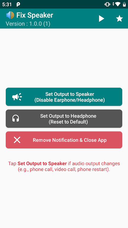 Fix Speaker - Disable Earphone Screenshot 0