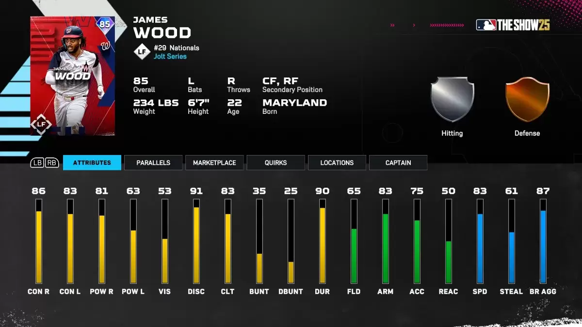 James Wood Diamond Dynasty card in MLB The Show 25