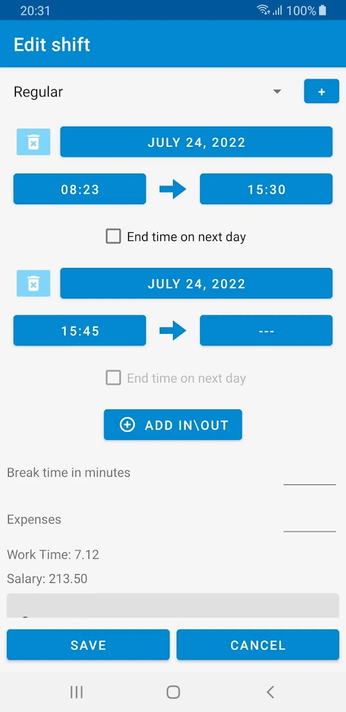 Shift Logger - Time Tracker Ekran Görüntüsü 2